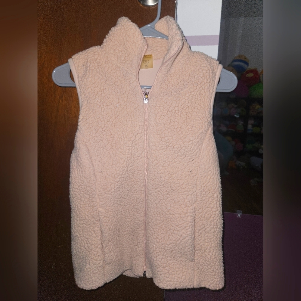 CALIA Light Pink Cozy Sherpa-like Vest With Pockets Size XS